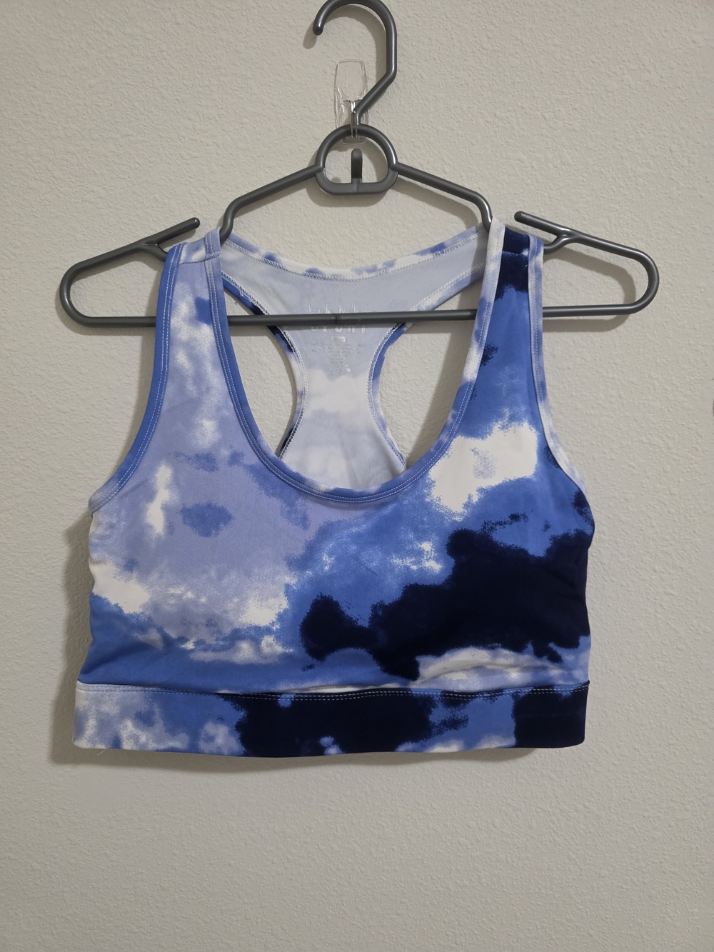 Nicole Miller Blue Tie-Dye Racerback Sports Bra